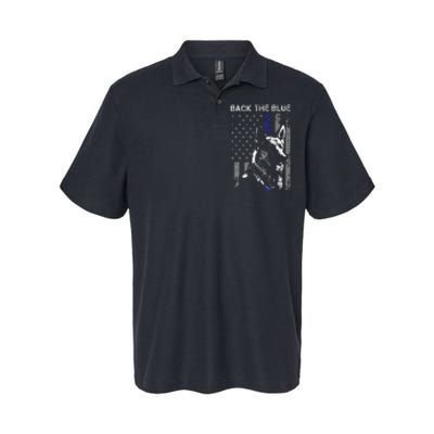 Back The Blue Thin Blue Line Flag K9 German Shepherd Police Softstyle Adult Sport Polo