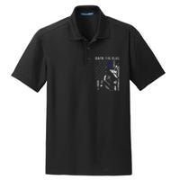 Back The Blue Thin Blue Line Flag K9 German Shepherd Police Dry Zone Grid Polo