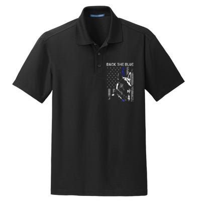 Back The Blue Thin Blue Line Flag K9 German Shepherd Police Dry Zone Grid Polo