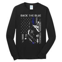 Back The Blue Thin Blue Line Flag K9 German Shepherd Police Tall Long Sleeve T-Shirt