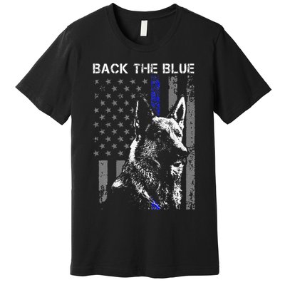 Back The Blue Thin Blue Line Flag K9 German Shepherd Police Premium T-Shirt