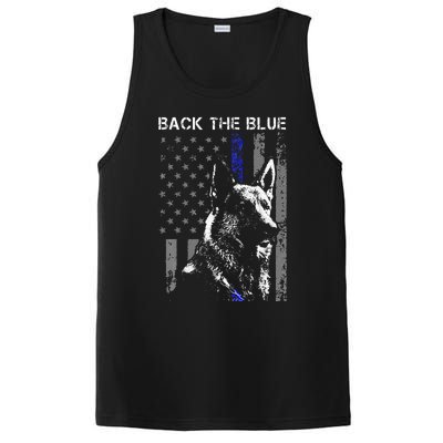 Back The Blue Thin Blue Line Flag K9 German Shepherd Police PosiCharge Competitor Tank