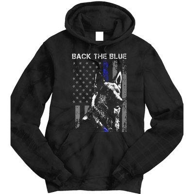 Back The Blue Thin Blue Line Flag K9 German Shepherd Police Tie Dye Hoodie