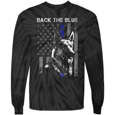 Back The Blue Thin Blue Line Flag K9 German Shepherd Police Tie-Dye Long Sleeve Shirt