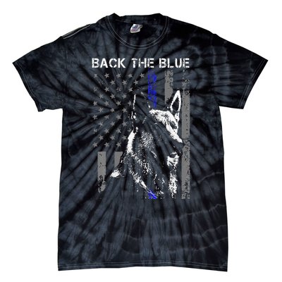 Back The Blue Thin Blue Line Flag K9 German Shepherd Police Tie-Dye T-Shirt