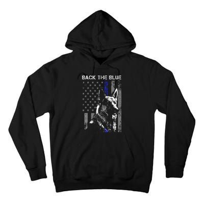 Back The Blue Thin Blue Line Flag K9 German Shepherd Police Tall Hoodie