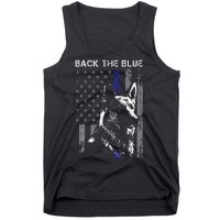 Back The Blue Thin Blue Line Flag K9 German Shepherd Police Tank Top