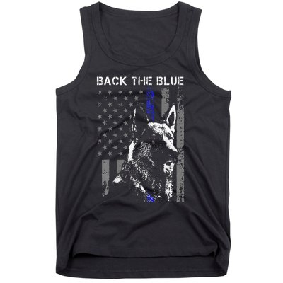 Back The Blue Thin Blue Line Flag K9 German Shepherd Police Tank Top