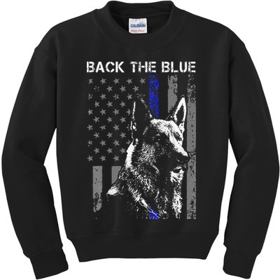 Back The Blue Thin Blue Line Flag K9 German Shepherd Police Kids Sweatshirt