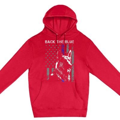 Back The Blue Thin Blue Line Flag K9 German Shepherd Police Premium Pullover Hoodie