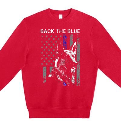 Back The Blue Thin Blue Line Flag K9 German Shepherd Police Premium Crewneck Sweatshirt