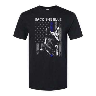 Back The Blue Thin Blue Line Flag K9 German Shepherd Police Softstyle CVC T-Shirt