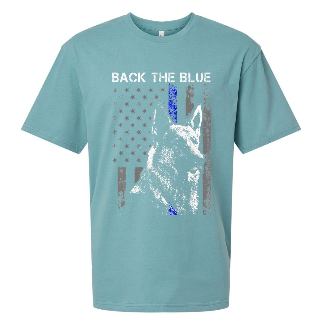 Back The Blue Thin Blue Line Flag K9 German Shepherd Police Sueded Cloud Jersey T-Shirt