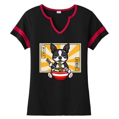 Boston Terrier Ladies Halftime Notch Neck Tee