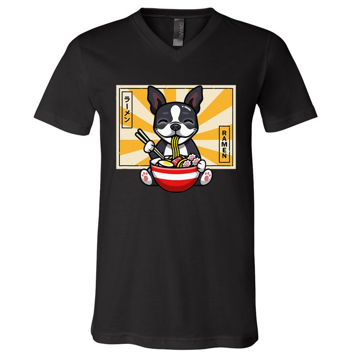 Boston Terrier V-Neck T-Shirt