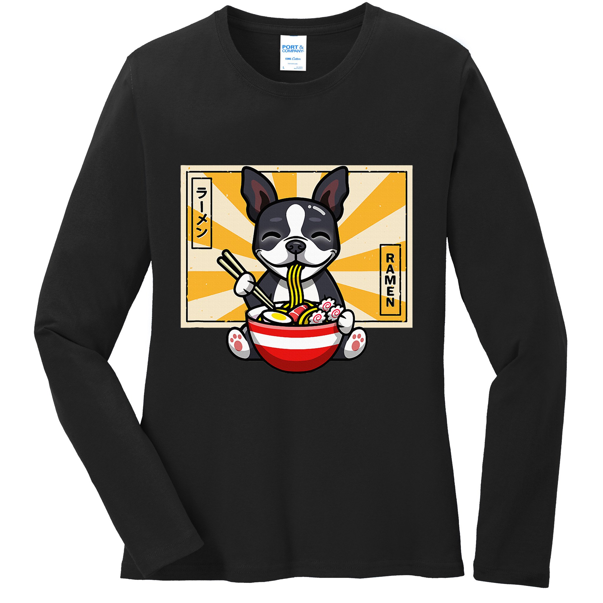 Boston Terrier Ladies Long Sleeve Shirt