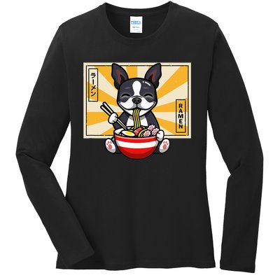 Boston Terrier Ladies Long Sleeve Shirt