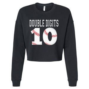 Baseball Ten Birthday Double Digits 10th Birthday Cropped Pullover Crew