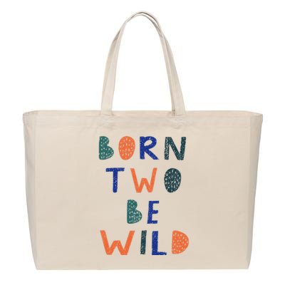 Born Two Be Wild 2 Year Old 2nd Birthday Cotton Canvas Jumbo Tote