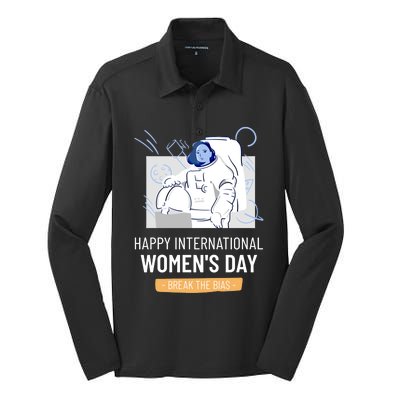 Break The Bias Astronaut Happy International S Day Funny Gift Silk Touch Performance Long Sleeve Polo