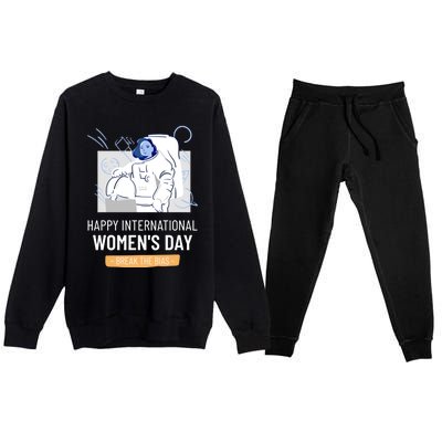 Break The Bias Astronaut Happy International S Day Funny Gift Premium Crewneck Sweatsuit Set