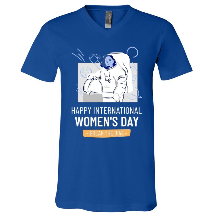 Break The Bias Astronaut Happy International S Day Funny Gift V-Neck T-Shirt