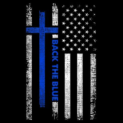 Back The Blue Jesus Faith Cross Police Thin Blue Line Flag T-Shirt