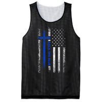 Back The Blue Jesus Faith Cross Police Thin Blue Line Flag Mesh Reversible Basketball Jersey Tank