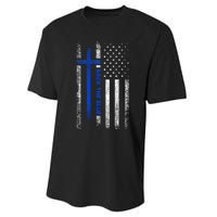 Back The Blue Jesus Faith Cross Police Thin Blue Line Flag Performance Sprint T-Shirt