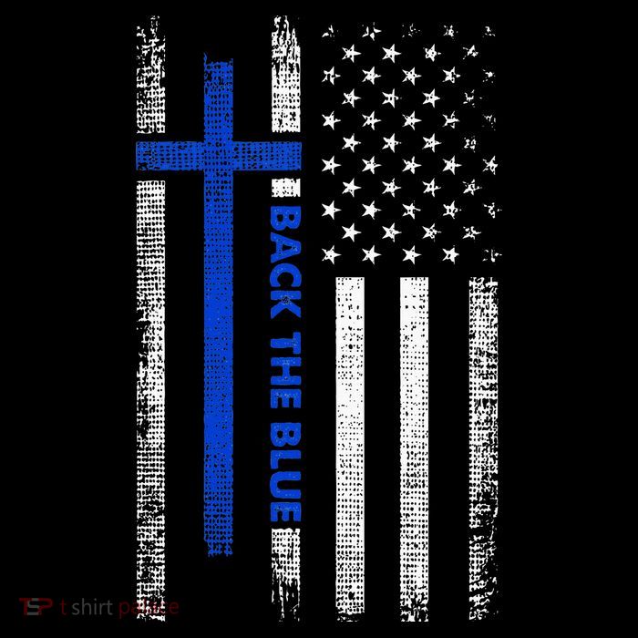 Back The Blue Jesus Faith Cross Police Thin Blue Line Flag Premium T-Shirt