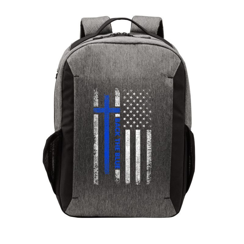 Back The Blue Jesus Faith Cross Police Thin Blue Line Flag Vector Backpack