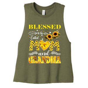 Blessed To Be Called Mom And Grandma Sunflower Mothers Day Women's Racerback Cropped Tank