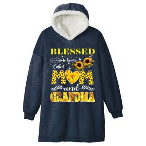 Blessed To Be Called Mom And Grandma Sunflower Mothers Day Hooded Wearable Blanket