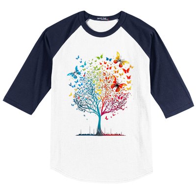 Butterfly Tree Beautiful Women Men Graphic Baseball Sleeve Shirt