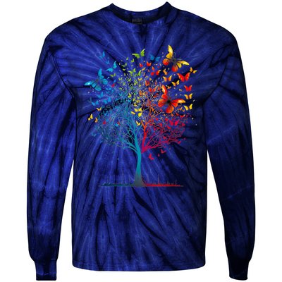 Butterfly Tree Beautiful Women Men Graphic Tie-Dye Long Sleeve Shirt