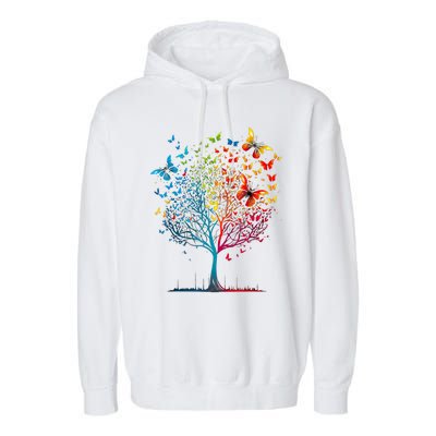 Butterfly Tree Beautiful Women Men Graphic Garment-Dyed Fleece Hoodie