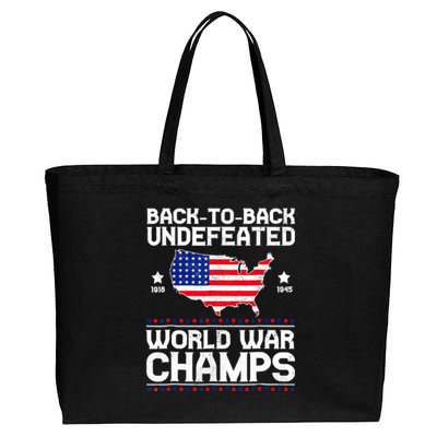 Back To Back Undefeated World War Champs 4th Of July Cotton Canvas Jumbo Tote