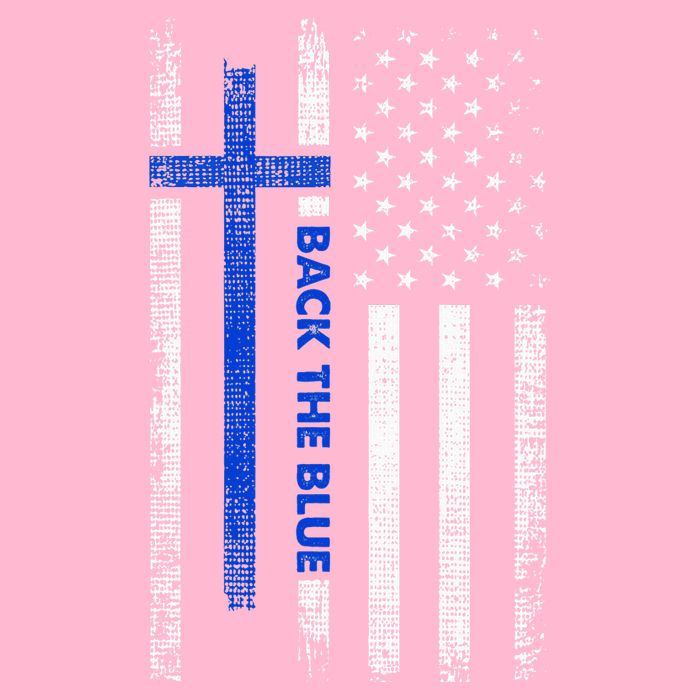 Back The Blue Jesus Faith Cross Police Thin Blue Line Flag T-Shirt