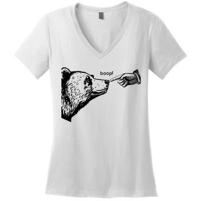 Boop The Bear Funny Women's V-Neck T-Shirt