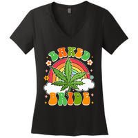 Bride To Be Cannabis Weed Lover Baked Bride Bachelorette Women's V-Neck T-Shirt