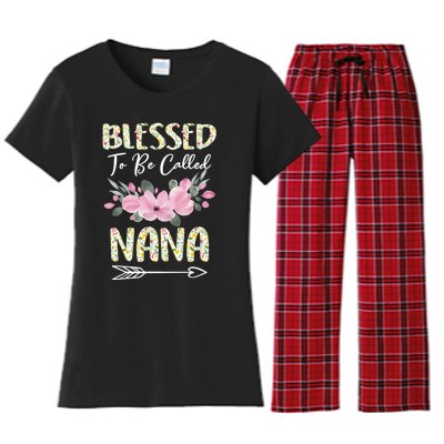 Blessed To Be Called Nana Floral Grandmother Gift MotherS Day Women's Flannel Pajama Set