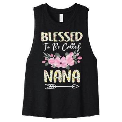 Blessed To Be Called Nana Floral Grandmother Gift MotherS Day Women's Racerback Cropped Tank