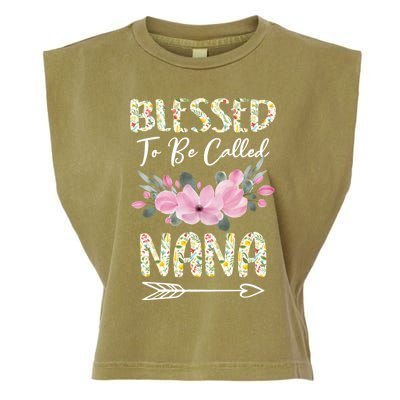 Blessed To Be Called Nana Floral Grandmother Gift MotherS Day Garment-Dyed Women's Muscle Tee