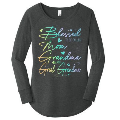 Blessed To Be Called Mom Grandma And Great Grandma Floral Women's Perfect Tri Tunic Long Sleeve Shirt