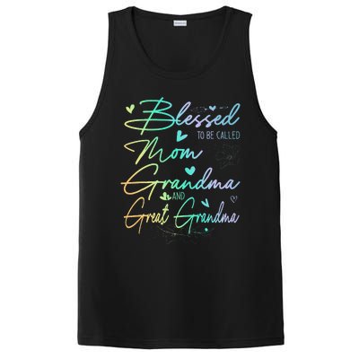 Blessed To Be Called Mom Grandma And Great Grandma Floral PosiCharge Competitor Tank