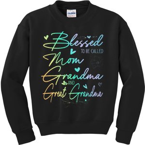 Blessed To Be Called Mom Grandma And Great Grandma Floral Kids Sweatshirt