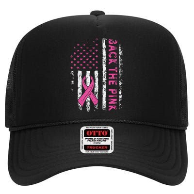 Back The Breast Cancer Awareness Flag High Crown Mesh Back Trucker Hat