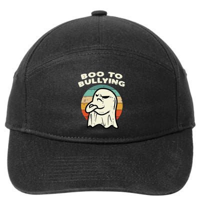 Boo To Bullying Retro Orange Unity Day Halloween Ghost 7-Panel Snapback Hat