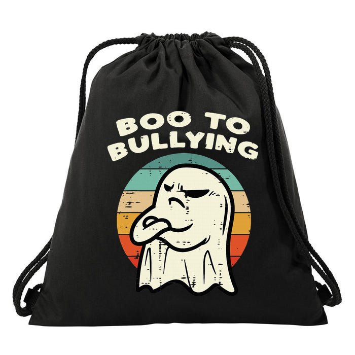 Boo To Bullying Retro Orange Unity Day Halloween Ghost Drawstring Bag