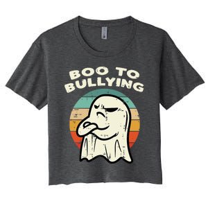 Boo To Bullying Retro Orange Unity Day Halloween Ghost Women's Crop Top Tee